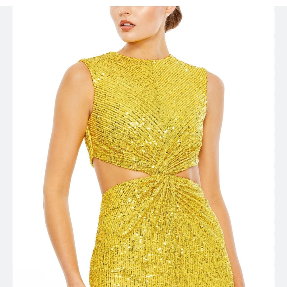 NWT Mac Duggal Dress Gold Sequin Cutout Dress 27022 size 6